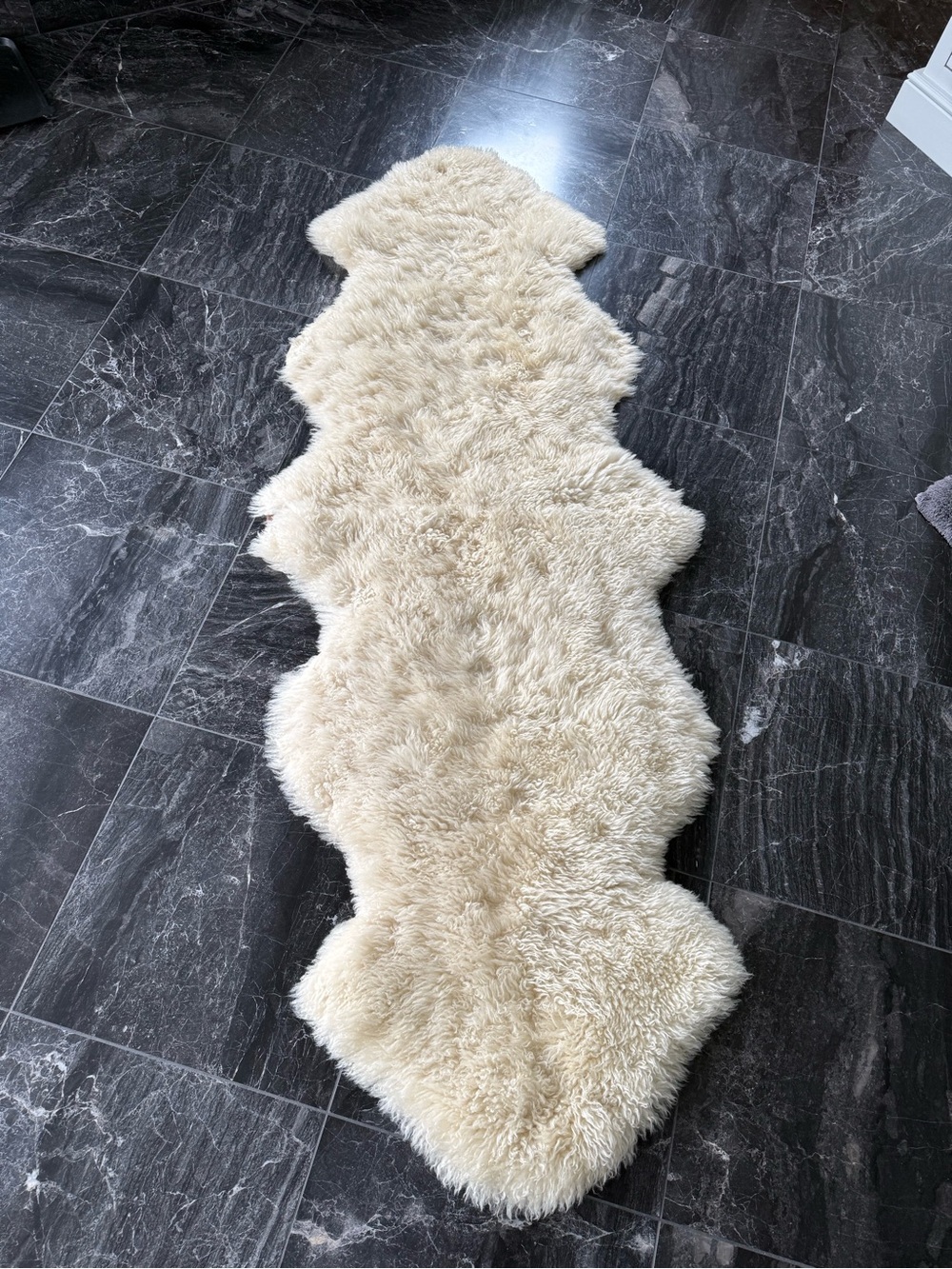 UGG Gray Sheepskin Accent Rug with Leather Logo Tag